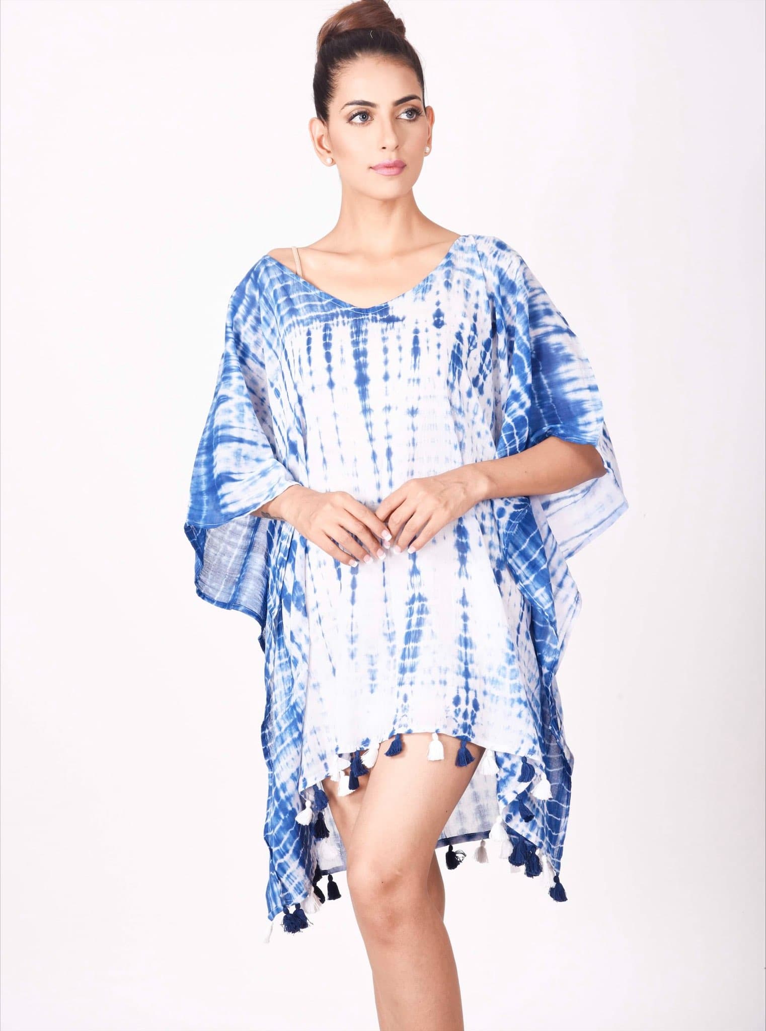 Isabella Tie-Dye Cotton Tassel Kaftan