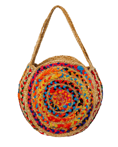 COTTON AND JUTE BRAIDED ROUND BAG