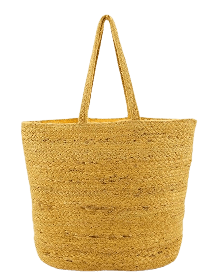 YELLOW DYED BRAIDED JUTE TOTE BAG