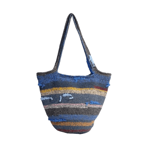BLUE MULTI WOVEN TOTE BAG