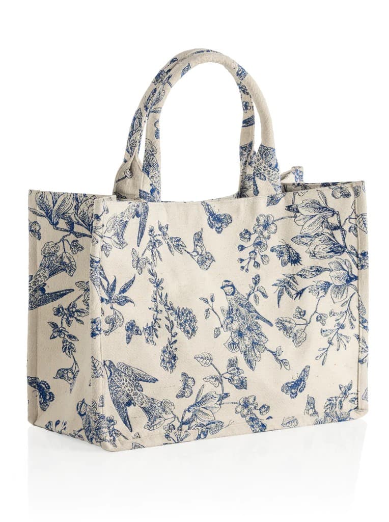 Camille Vintage Botanical Canvas Tote Bag