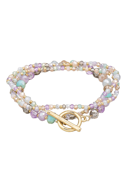GLASS AND SEED BEAD STRETCH BRACELET