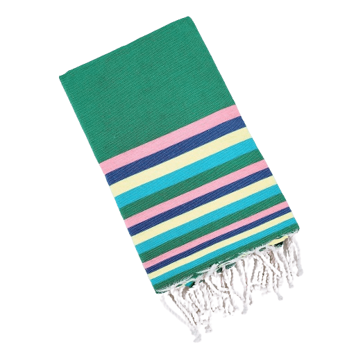 NITYA GREEN WITH MULTI STRIPES TURKISH TOWELS