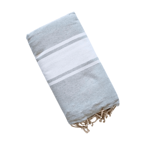 DIVISHA LIGHT GREY WITH WHITE STRIPES TURKISH TOWELS