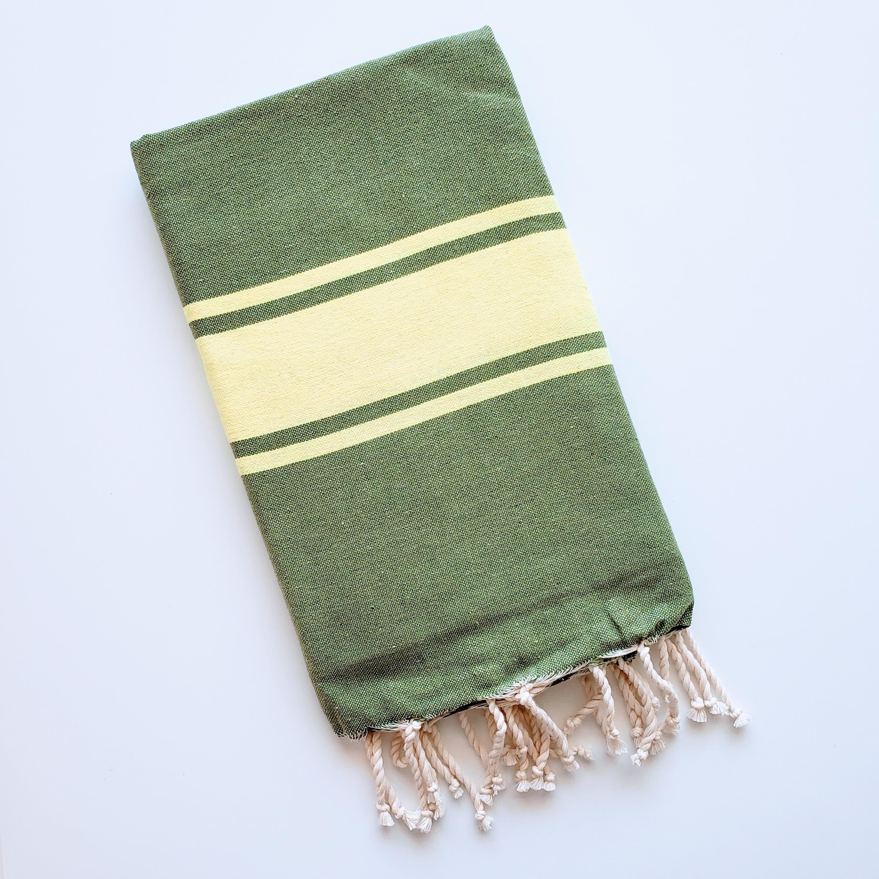 DIVISHA OLIVE STRIPES TURKISH TOWELS
