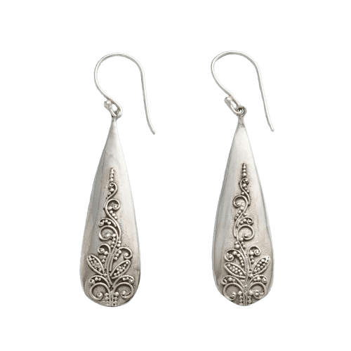 TEARDROPE SILVER METAL EARRING