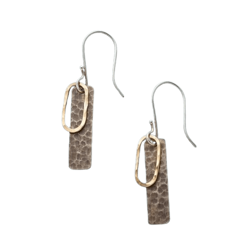 BAR DESIGN HAMMERED DANGEL EARRING