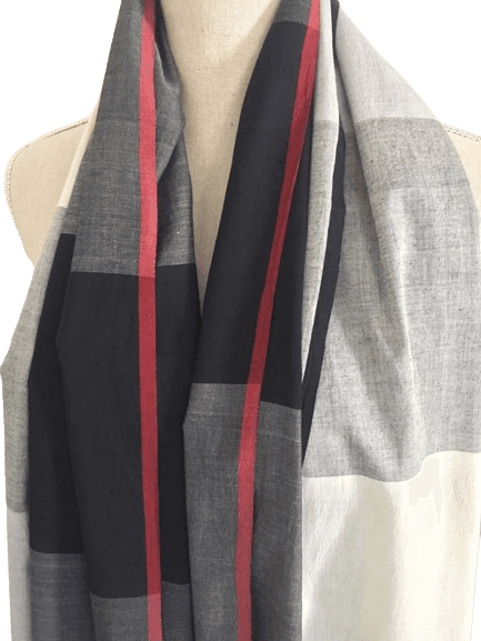 DARK GREY SQUARE MULMUL COTTON SCARF