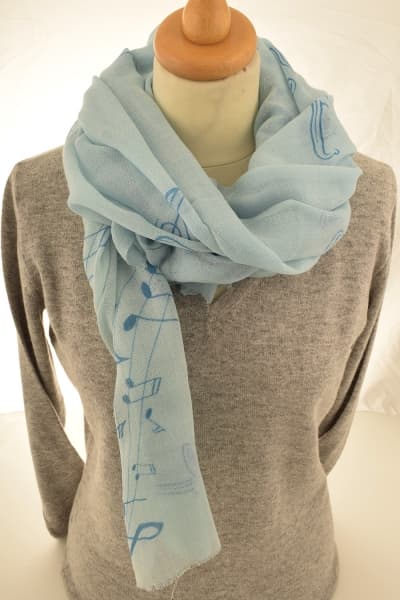 Kashmir Sky Melody Merino Wool & Silk Scarf