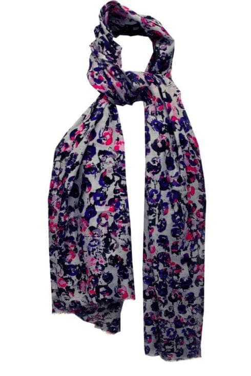 GREY BASE WITH MULTI COLOR PRINT VISCOSE SCARF