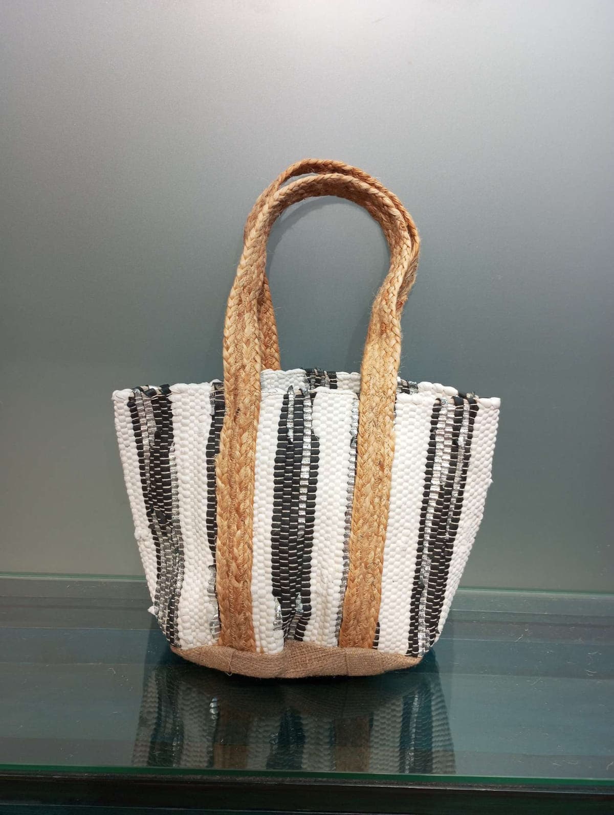 Mono Weave Recycled Cotton & Jute Tote Bag