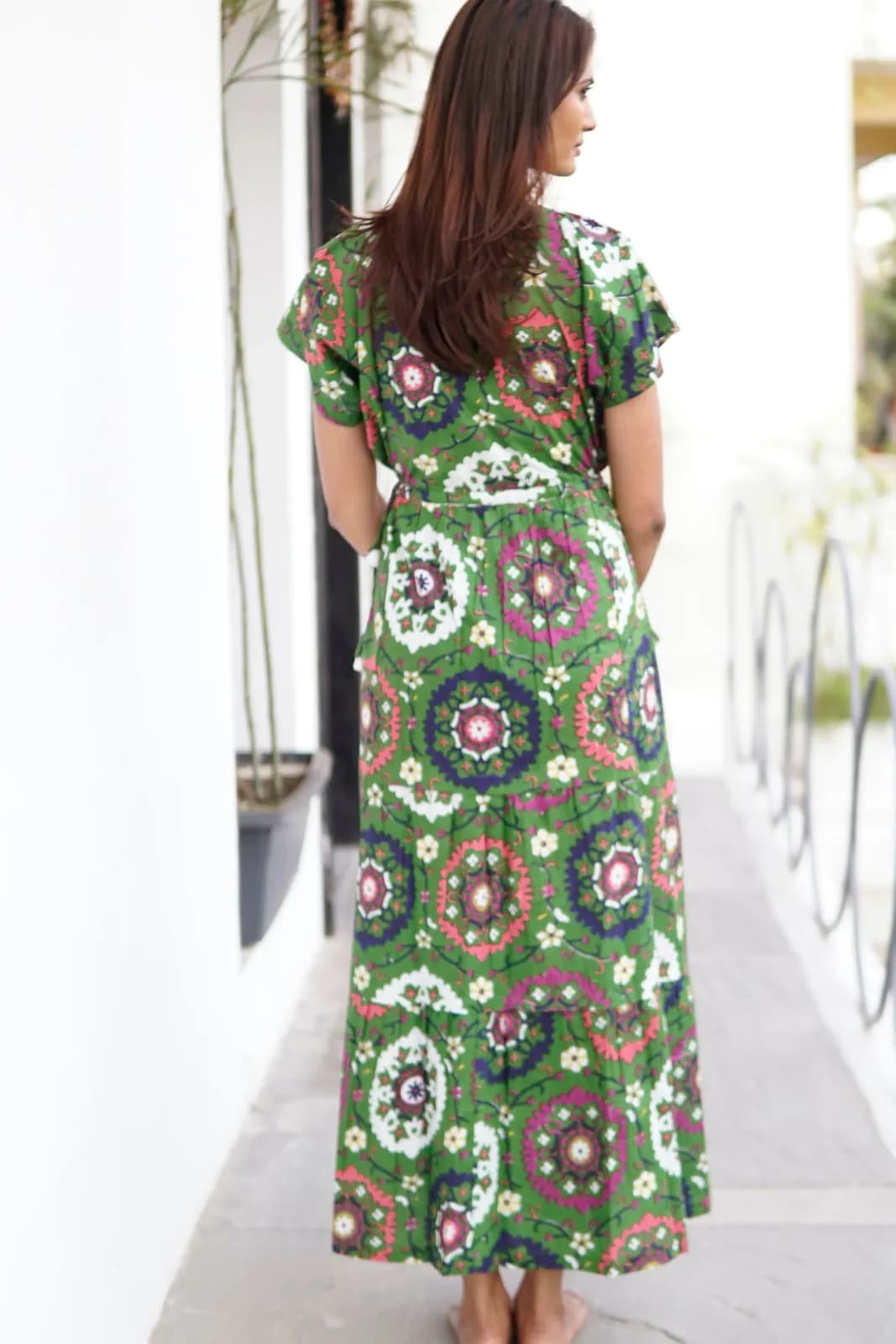Summer cotton maxi dress, boho beach dress, block printed cotton summer dres