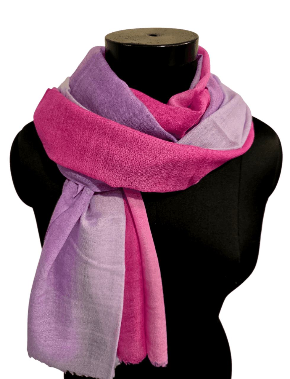 Pink, purple and lavender scarf in merino and silk