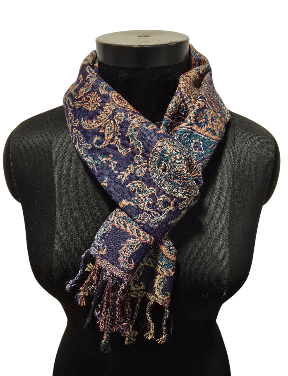 Narrow colorful wool scarf