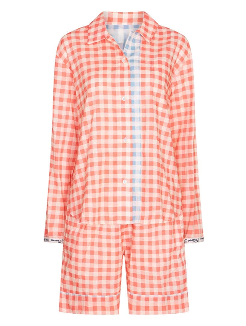 Gingham Set Woman's Shorts PJ Cotton