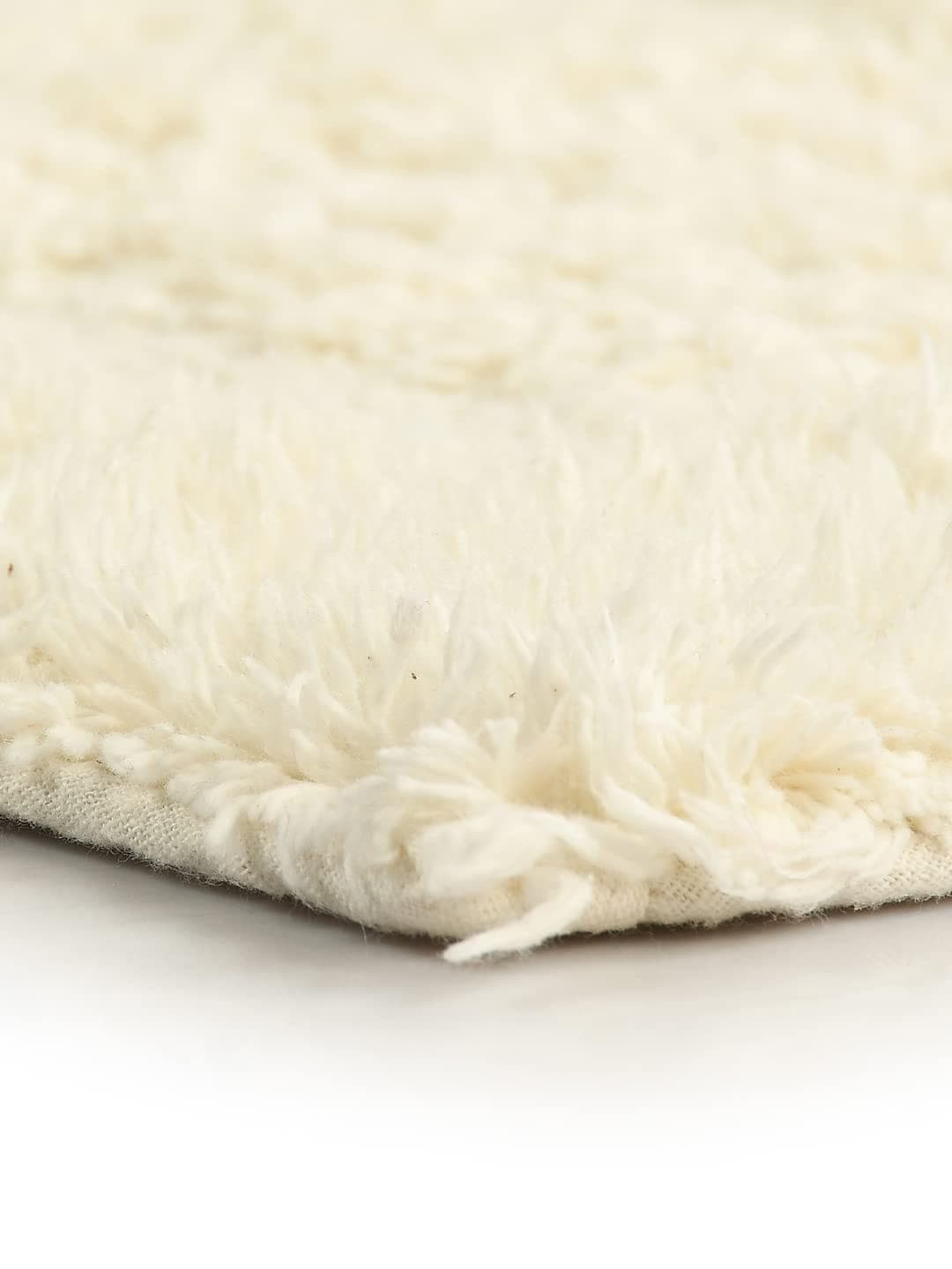 Solid Anti-Skid Cotton Bathmat and Contour Set for Bathroom, Cream