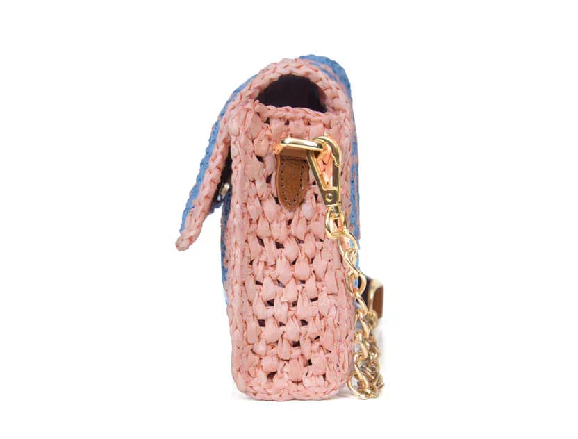 Cherry Blossom Ash Raffia Carry Clutch