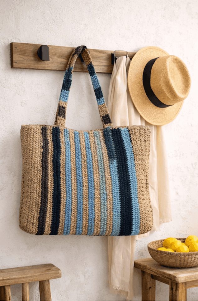 Rea Shoulder Bag, Blue/Natural
