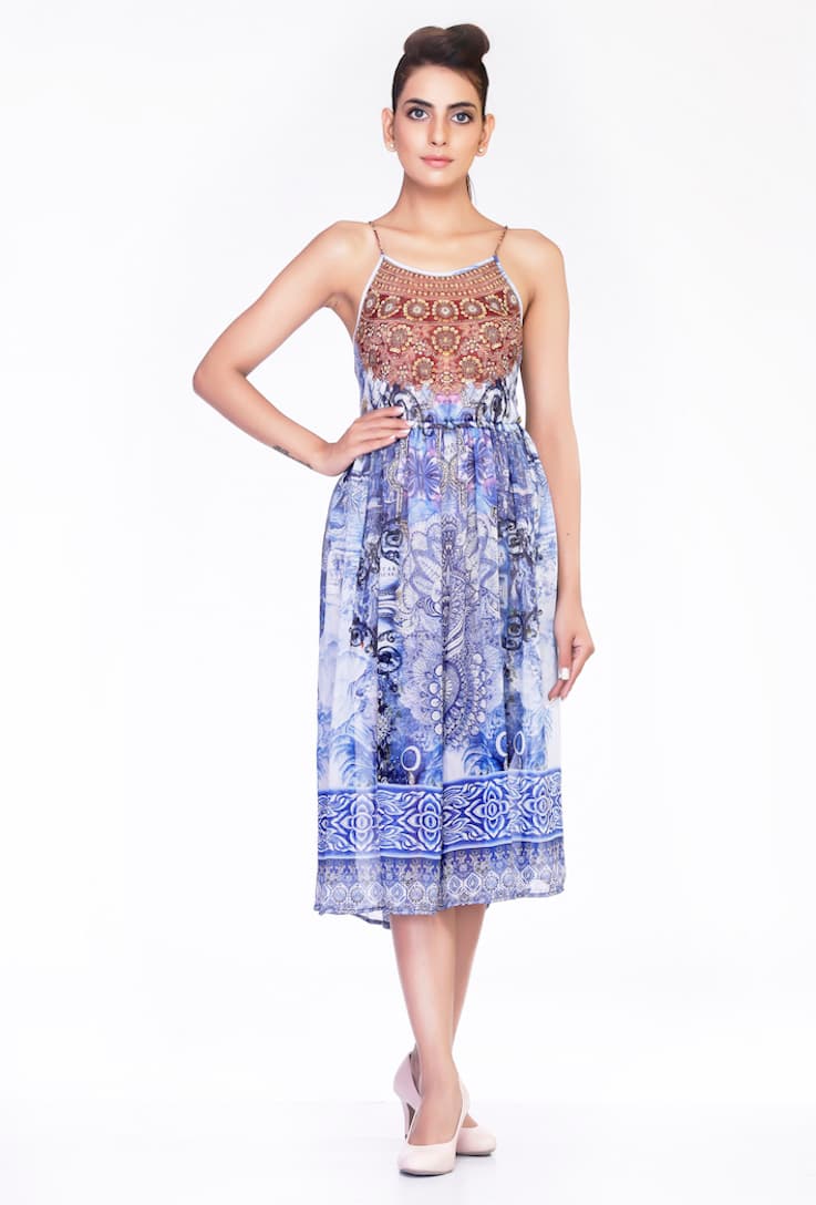SLEEVELESS WESTERN FASHION DRESS