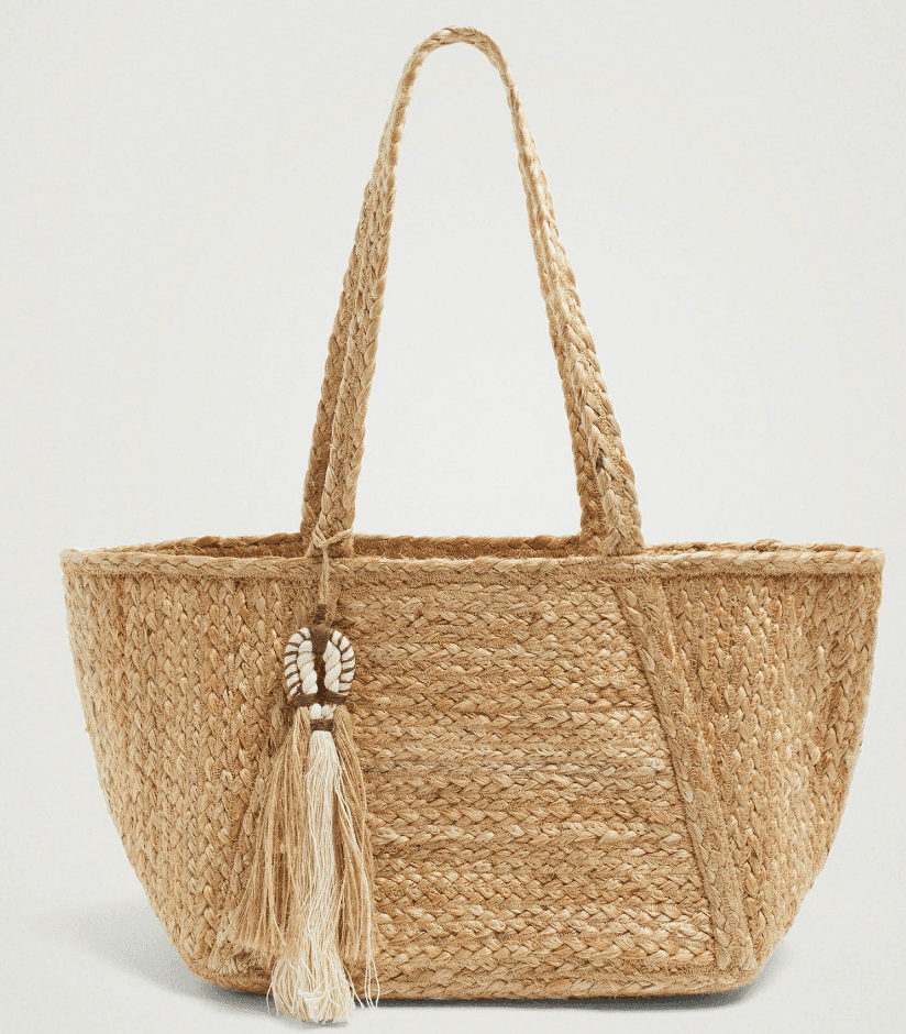 JUTE BRAIDED TOTE BAG WITH TASSEL