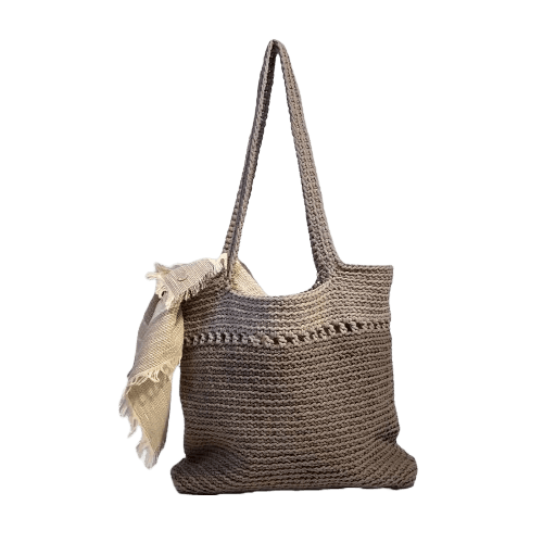 GREY WOVEN TOTE BAG