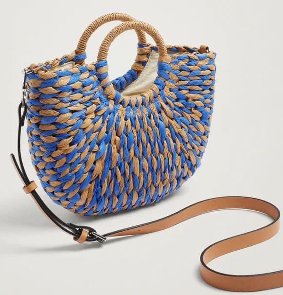 BLUE STRAW HANDBAG
