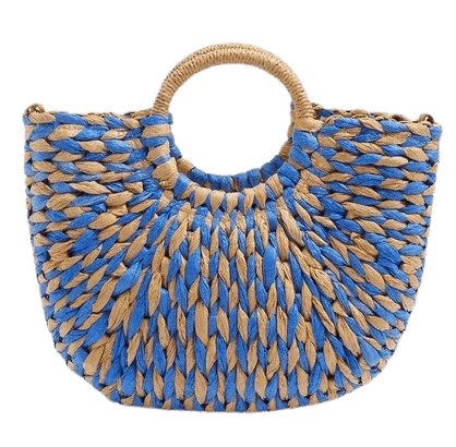 BLUE STRAW HANDBAG