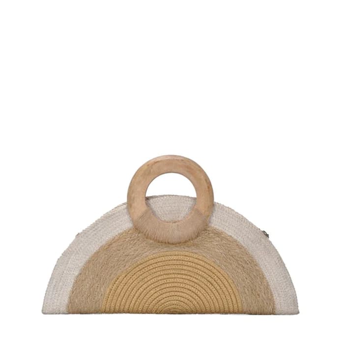 NATURAL HALF MOON SHAPE CLUTCH BAG