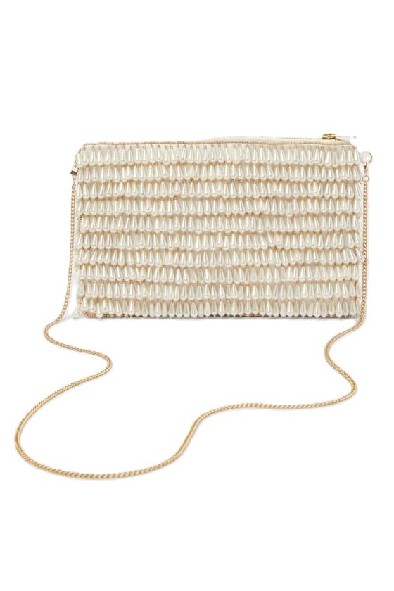 GLAMOROUS WHITE PEARL FRINGE CROSSBODY BAG