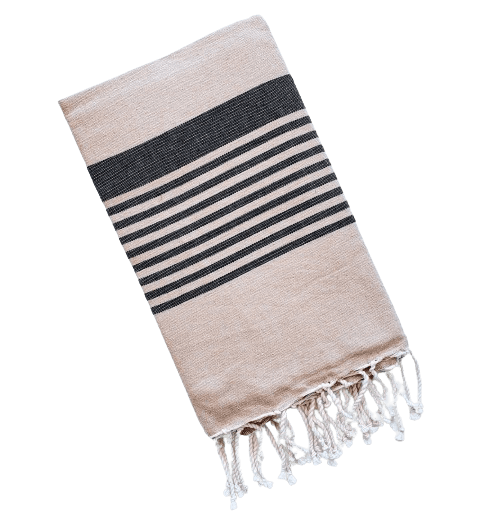 ARSH BEIGE AND BLACK STRIPES TURKISH TOWELS