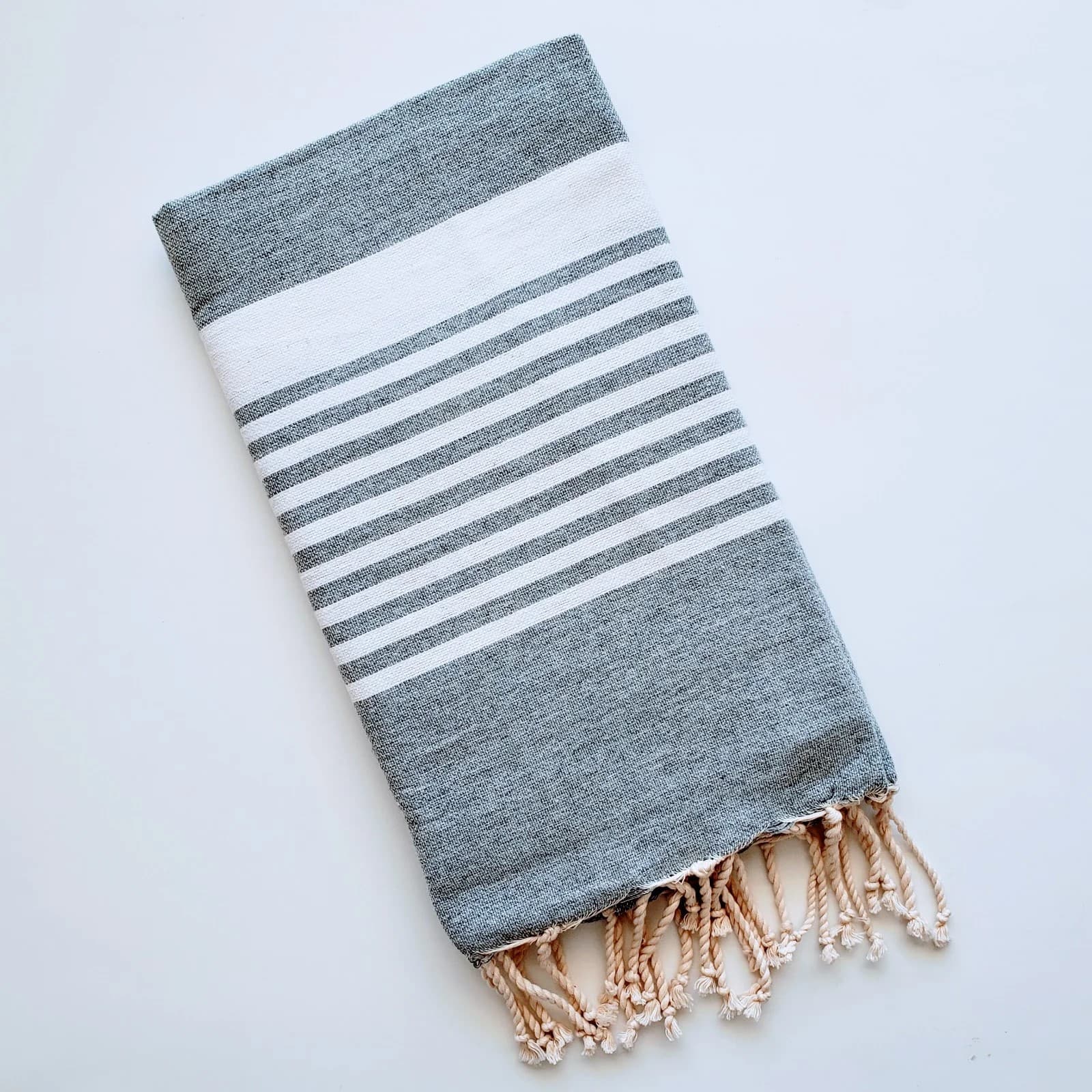 ARSH GREY AND WHITE STRIPES TURKISH TOWELS