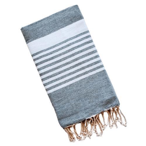 ARSH GREY AND WHITE STRIPES TURKISH TOWELS