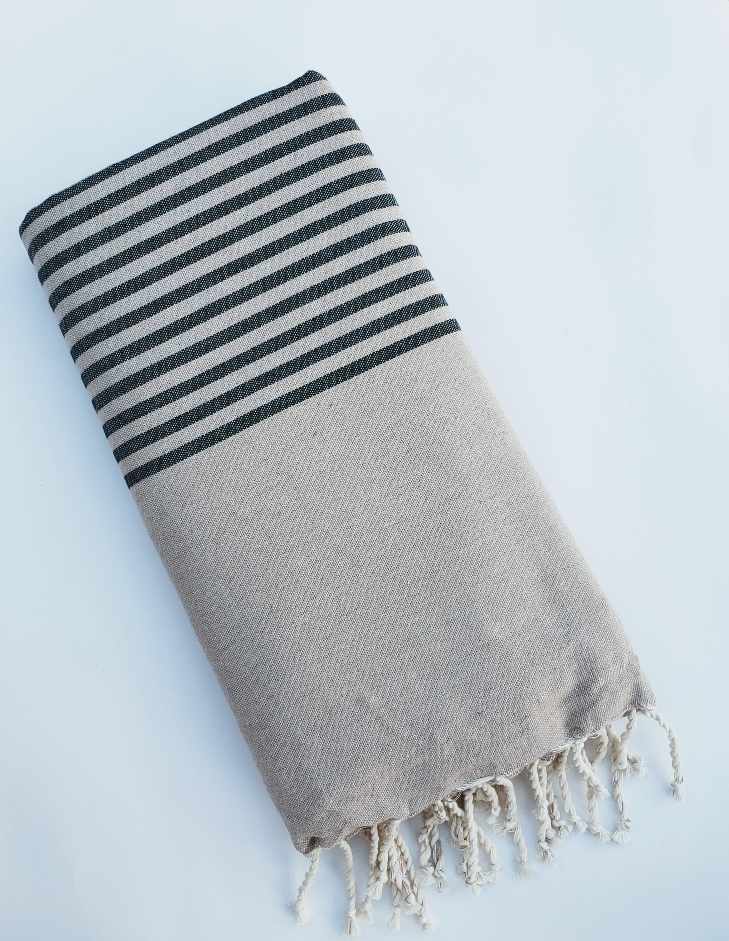 NAVYA TRIPLE LIGHT GREY WITH BLACK TURKISH TOWELS