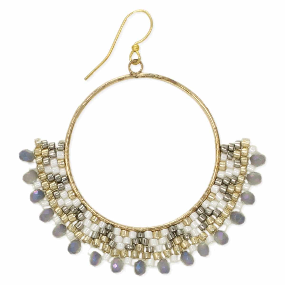 CIRCLE SHAPE WOVEN SEED BEAD EARRING