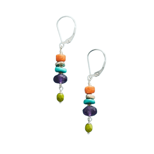 MULTI STONE DANGEL EARRING