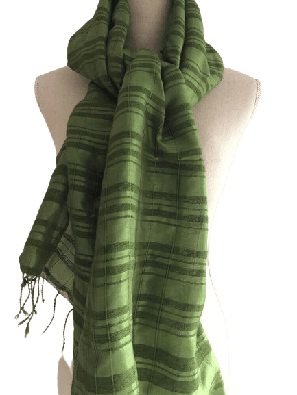 EMERALD GREEN CHANDERI SILK LINEN MIX SCARF