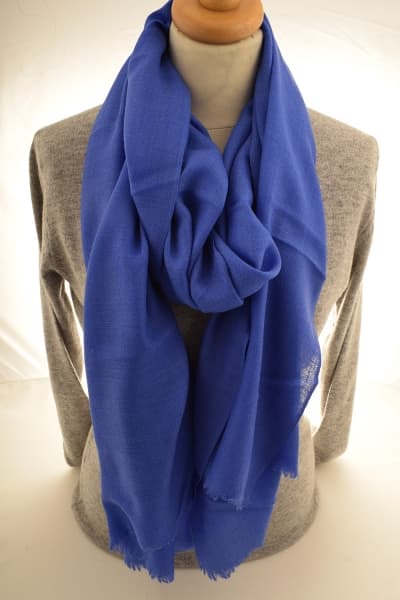 Kashmir Royal Blue Merino Wool & Silk Scarf
