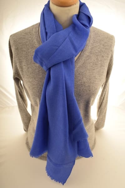 Kashmir Royal Blue Merino Wool & Silk Scarf