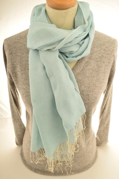 CHERA BABY BLUE COLOURED CASHMERE SCARF