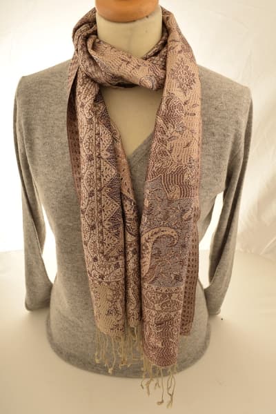 FOHAR GOLD SILVER COLOURED CASHMERE SCARF