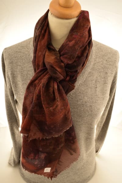 Kashmir Burnished Cocoa Merino Wool & Silk Scarf