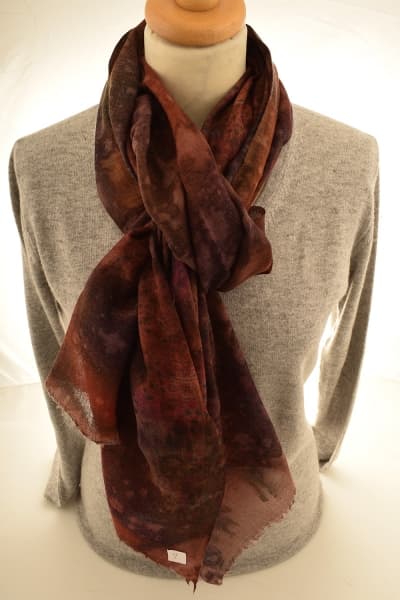 Kashmir Burnished Cocoa Merino Wool & Silk Scarf