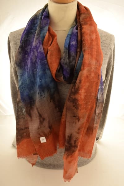 Kashmir Sunset Bloom Merino Wool & Silk Scarf