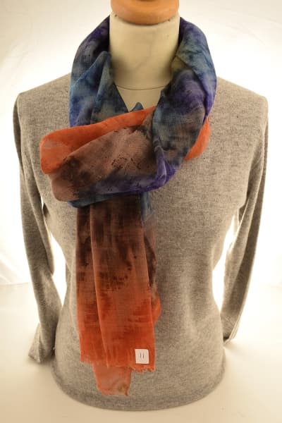 Kashmir Sunset Bloom Merino Wool & Silk Scarf
