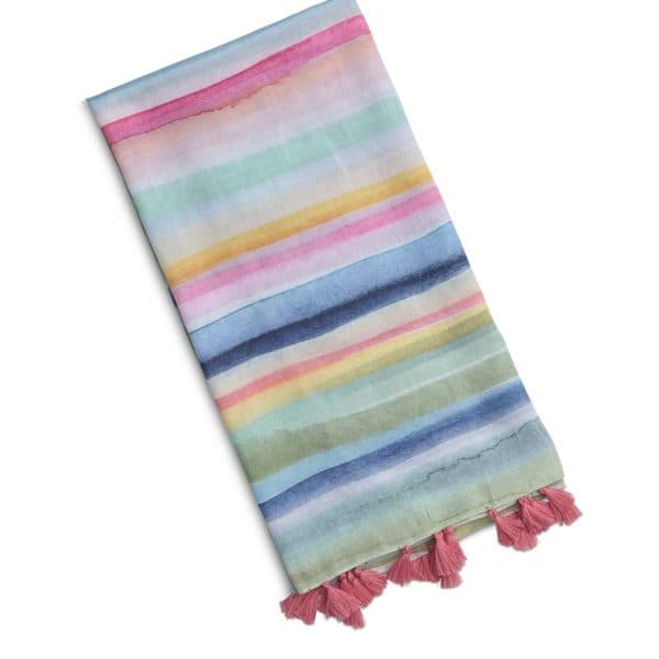 MIRAGE STRIPED PRINTED COTTON SCARF