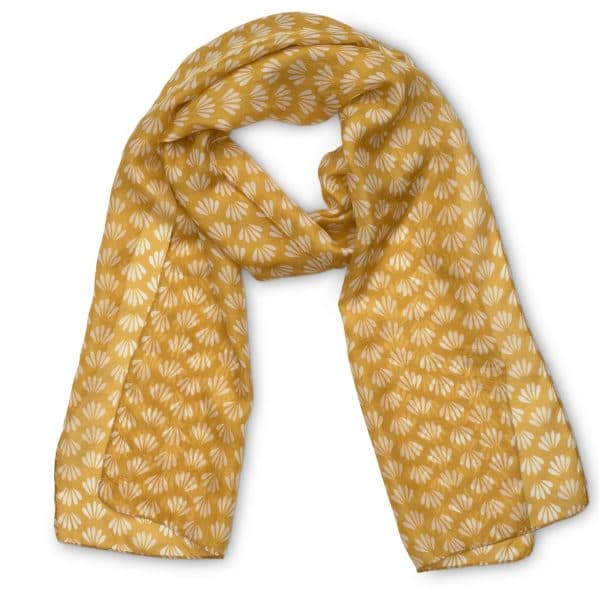 ASTER MUSTARD PRINTED SILK SCARF