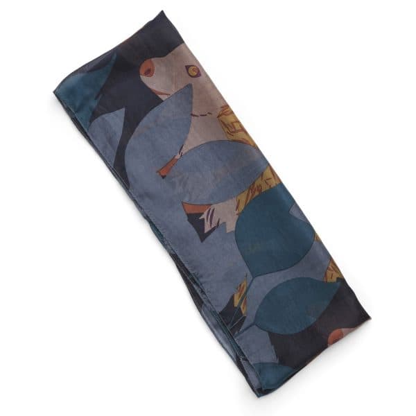 HEDGEHOG NAVY PRINTED SILK SCARF