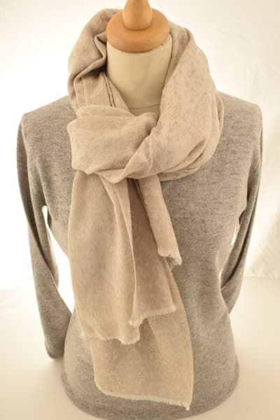 Kashmir Ivory Paisley Merino Wool & Silk Scarf