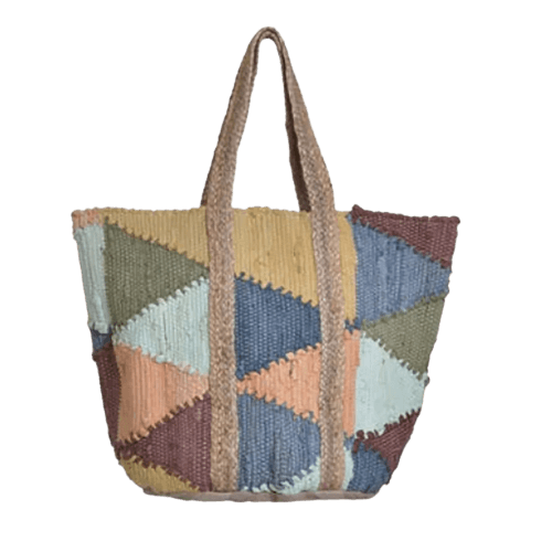 WOVEN MULTI COLOUR COTTON AND JUTE BAG