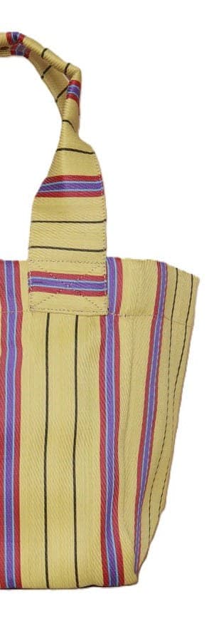 Mustard blue nylon tote bag